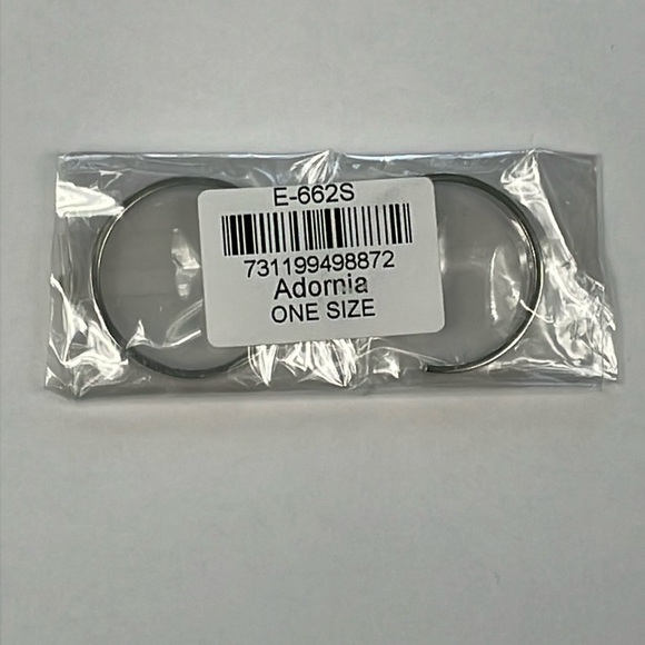 NWT Adornia Flat Hoops Earrings Silver Minimalist Stainless Steel - Picture 4 of 8